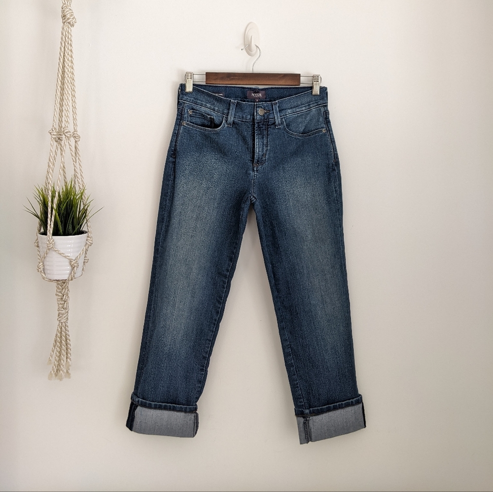 NYDJ Dayla Denim Wide Cuff Capri Jeans, Blue, 2